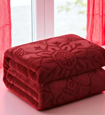 Swikon star Floral Double Mink Blanket for  Heavy Winter(Polyester, Maroon2)