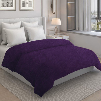 CG Homes Floral Double Mink Blanket for Heavy Winter(Fur, Dark Purple)