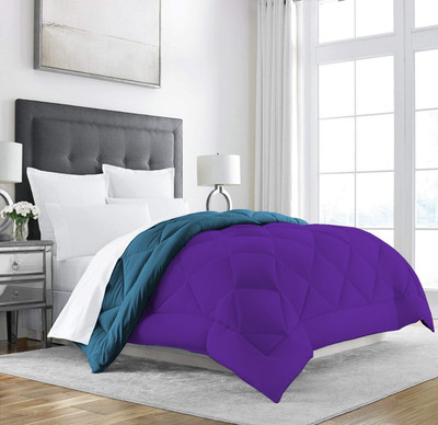 Texlux Solid Single Comforter for  Heavy Winter(Polyester, Aqua Blue, Dark Purple)