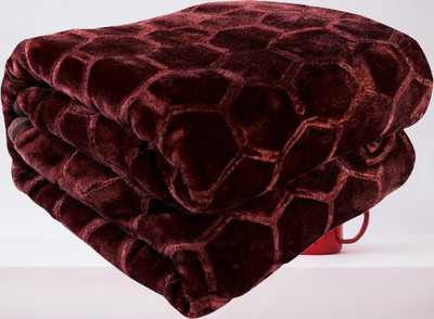 KIXTA Self Design Double Mink Blanket for  Heavy Winter(Microfiber, Brown)