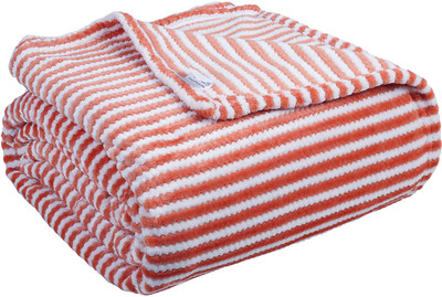 VAS COLLECTIONS Solid Double AC Blanket for  Mild Winter(Polyester, Light Orange, White)