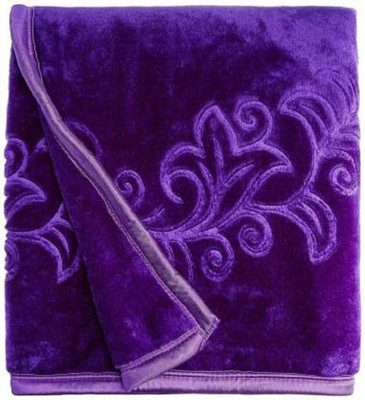 Swikon star Floral Single Mink Blanket for  Heavy Winter(Microfiber, Purple)