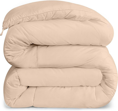 Blue Home Solid Double Comforter for  AC Room(Poly Cotton, Beige)