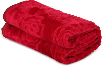 Convalexa Floral Double Mink Blanket for  Heavy Winter(Microfiber, Maroon)