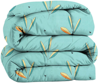 Flipkart SmartBuy Floral Double Comforter for  AC Room(Microfiber, Aqua)
