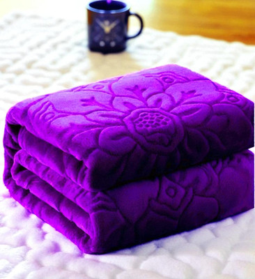 Swikon star Floral Double Mink Blanket for  Heavy Winter(Microfiber, Purple)