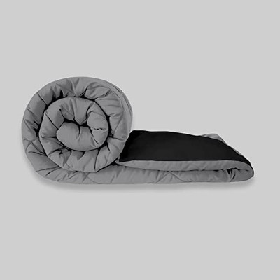 HELGA Checkered Single Comforter for  Mild Winter(Poly Cotton, Gray &Black)