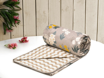 RUSTIC LINEN Floral Single Dohar for  AC Room(Microfiber, Peach)