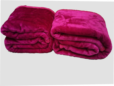 Oshano Solid Single Mink Blanket for  Heavy Winter(Polyester, Pink)