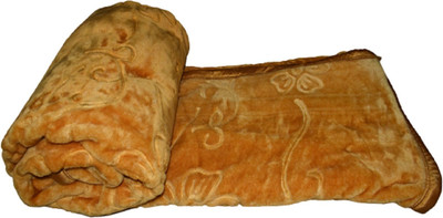 GKM Floral Double Mink Blanket for  Heavy Winter(Polyester, Brown)