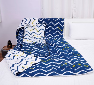 Divine Casa Floral Single Comforter for  AC Room(Microfiber, Blue, White)