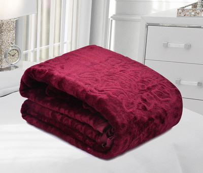SPANGLE Self Design Single AC Blanket for  AC Room(Microfiber, Wine)