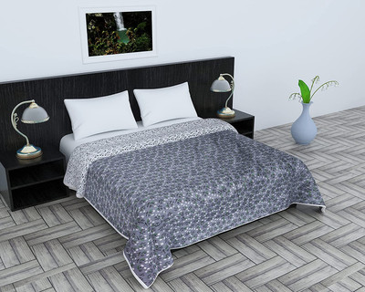 Yug Handicraft Printed Single Dohar for  AC Room(Cotton, Grey & White)