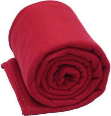 VORDVIGO Solid Single Fleece Blanket for  Heavy Winter(Polyester, Red)