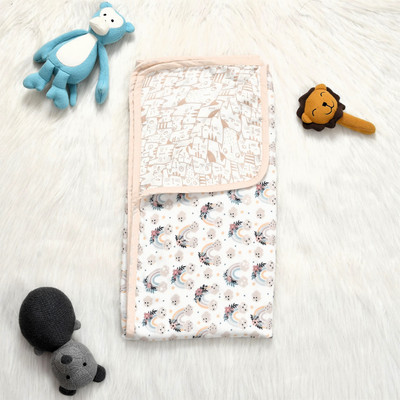 Sovana Printed Single Crib Baby Blanket for  Mild Winter(Muslin, Rainbow Vibes)