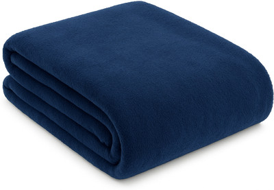 n g products Solid Single Fleece Blanket for  Mild Winter(Polyester, Blue)