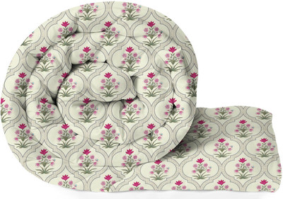 BSB HOME Abstract Double Comforter for  Heavy Winter(Microfiber, Green & Dark Pink)