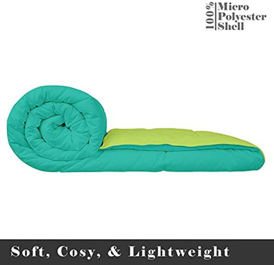 Comfowell Solid King Comforter for  Heavy Winter(Poly Cotton, Parrot Green & Sea Green)