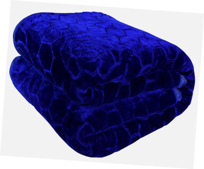 BLAN STAR Self Design Double Mink Blanket for  Heavy Winter(Microfiber, Blue)