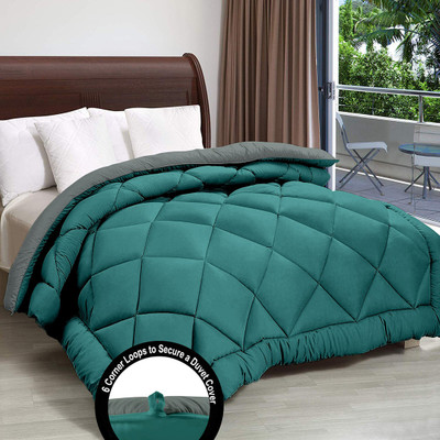 MISTIVA Solid Double Comforter for  AC Room(Microfiber, TEAL&GREY)
