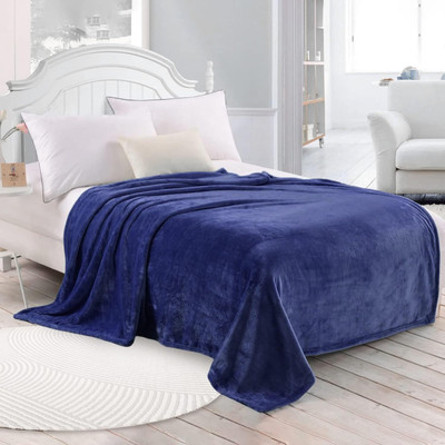 BREVARD Solid Single AC Blanket for  AC Room(Microfiber, Navy Blue)