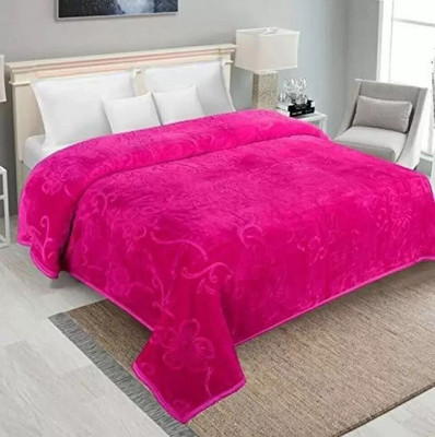 kirshinaENTERPRISES Solid Double Mink Blanket for  Heavy Winter(Microfiber, Pink)
