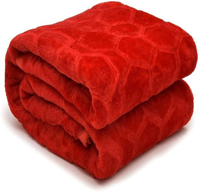 Shivam impex Floral Double Mink Blanket for  Heavy Winter(Woollen Blend, Red)