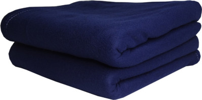 VORDVIGO Solid Single Fleece Blanket for  Mild Winter(Polyester, Blue)