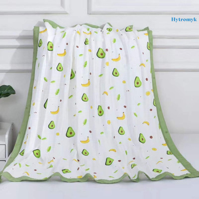HytroMyk Printed Single AC Blanket for  AC Room(Muslin, Multicolor - Avocado Organic Soft Cotton 6 Layer, Multipurpose Nursery Crib)