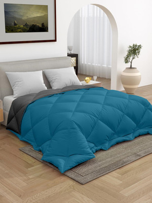 CHICERY Solid Double Comforter for  Heavy Winter(Microfiber, Teal,Grey)