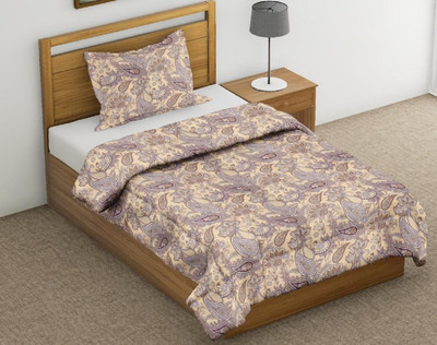 Linenovation Self Design Double Comforter for  Mild Winter(Polyester, Printed, Beige)