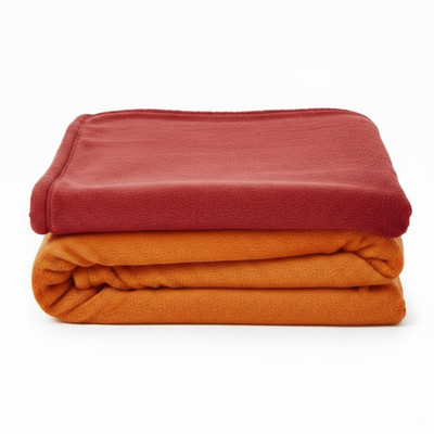 KLOTHO HOME Solid Single Fleece Blanket for  Heavy Winter(Microfiber, Red, Orange)