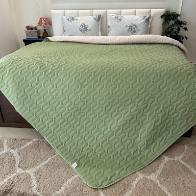 Urban Space Printed Single Comforter for  Heavy Winter(Microfiber, Sage Green & Blush)