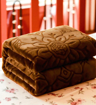 GKM Floral Double Mink Blanket for  Heavy Winter(Polyester, Brown)