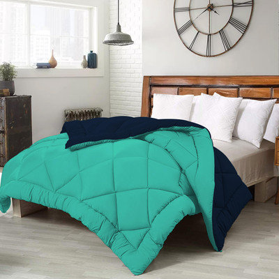 Comfowell Solid Single Comforter for  Mild Winter(Poly Cotton, Sea Green & Blue)