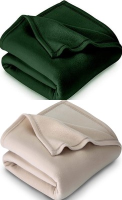 n g products Solid Single Fleece Blanket for  Mild Winter(Polyester, Green, Beige)