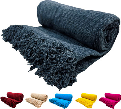 Fashion Throw Solid Crib Throw for  Heavy Winter(Polyester, Dark Grey)