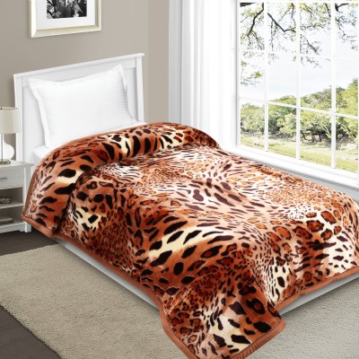Signature Floral Single Mink Blanket for  Heavy Winter(Polyester, Leopard Print)