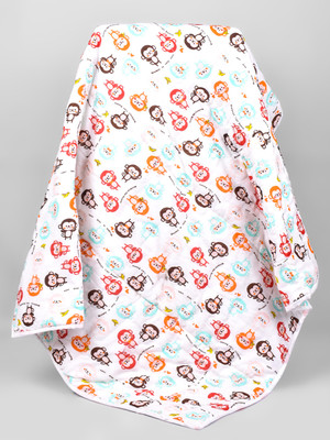 Mom's Home Printed Single AC Blanket for  AC Room(Muslin, Monkey)