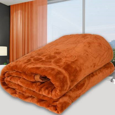 SPENTO Self Design Double Mink Blanket for  Mild Winter(Polyester, Gold)
