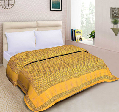 shree karni export Printed Double Comforter for  AC Room(Microfiber, Yellow)
