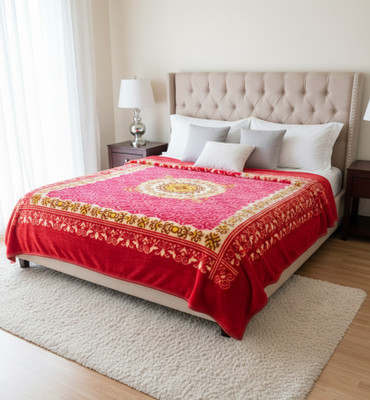 Riyaasat Floral Double Mink Blanket for  Mild Winter(Polyester, Red, Yellow, Multicolor)