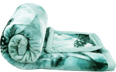 Flipkart SmartBuy Embroidered Single Mink Blanket for  Heavy Winter(Polyester, Green & Multi5)