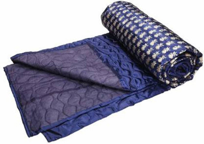 shree karni export Printed Double Mink Blanket for  Heavy Winter(Microfiber, Blue)