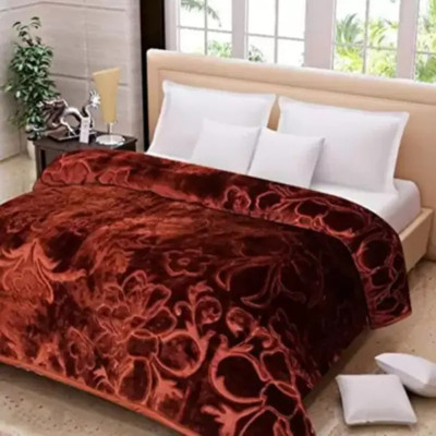 SOVAM Polka Double Mink Blanket for  Mild Winter(Microfiber, Brown)