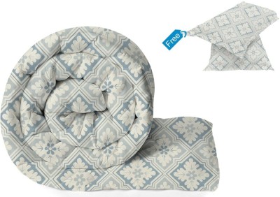 BSB HOME Floral Single Comforter for  Mild Winter(Microfiber, Grey & Light Blue & Multicolor)