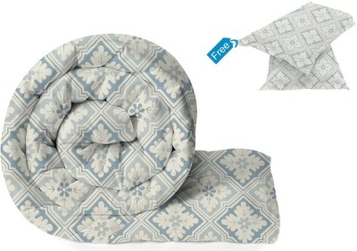 BSB HOME Floral Single Comforter for  Heavy Winter(Microfiber, Grey & Light Blue & Multicolor)