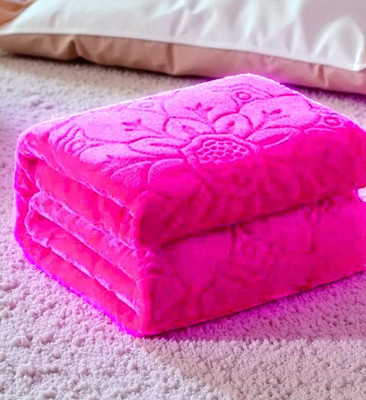 Swikon star Self Design Double Mink Blanket for  Heavy Winter(Microfiber, Pink)
