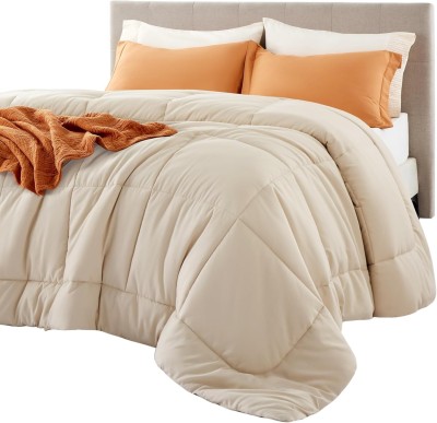 ASHEL Solid Single Comforter for  Heavy Winter(Poly Cotton, Beige)