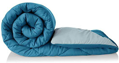 HELGA Checkered Double Comforter for  Mild Winter(Poly Cotton, Petrol Blu& Gray)